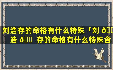 刘浩存的命格有什么特殊「刘 🐒 浩 🐠 存的命格有什么特殊含义」